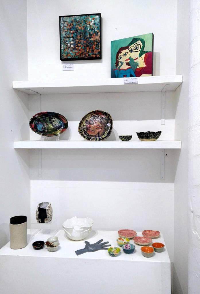 Paintings and ceramics by Beverly Spiller, ceramics by Deb Gidley